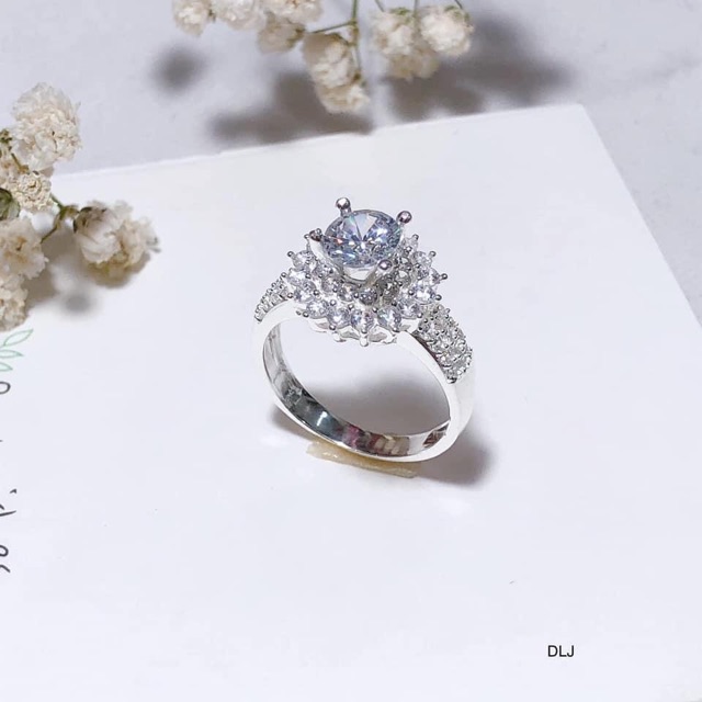 NHẪN SEN ĐÍNH ĐÁ CAO CẤP - NHẪN NỮ BẠC TA