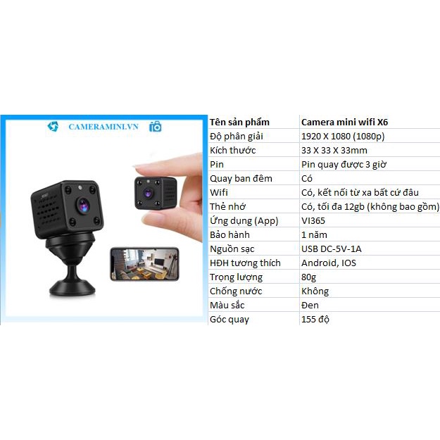 [Freeship] Camera mini wifi X6 1080p quan sát, an ninh, hồng ngoại quay ban đêm, pin 3 giờ, camera không dây | BigBuy360 - bigbuy360.vn