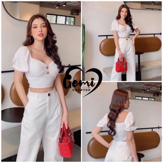 ÁO CROPTOP KHOEN NGỰC TAY NGẮN [GEMI SHOP]