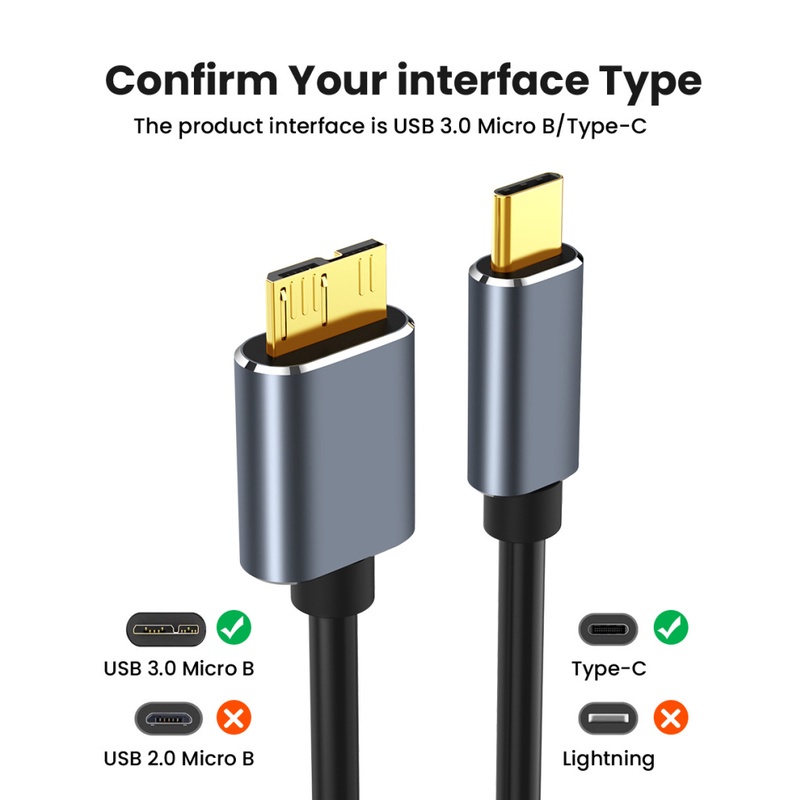 Dây cáp kết nối ổ cứng ngoài USB C 3.0 loại C sang micro B 5gbps