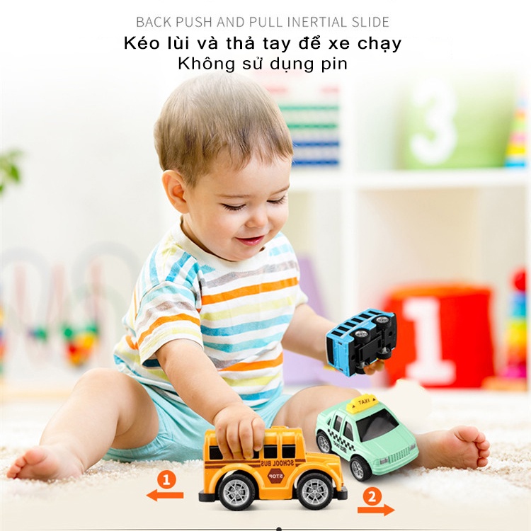 Ô tô đồ chơi cho bé , bộ 8 xe ô tô đồ chơi bằng sắt mini DOBI KIDS