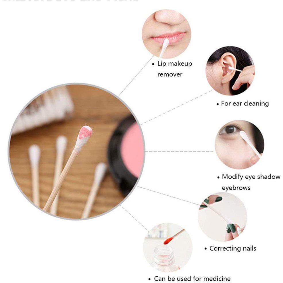 100Pcs Sticks Cotton Swabs Household Disposable Double-Headed Cotton Stick Makeup Remover Swab Sanitary Napkin