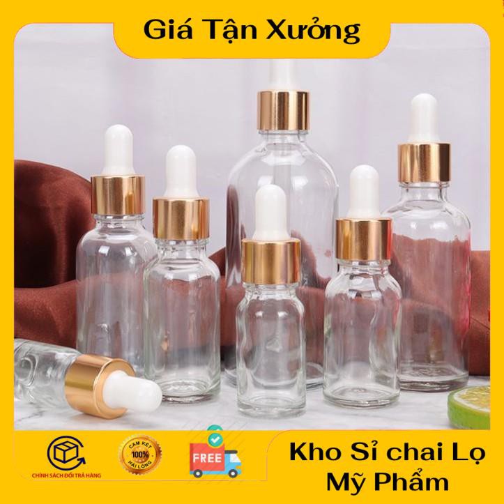 Lọ Chiết Serum ❤ TRÙM SỈ ❤ [50ml,100ml] Chai lọ đựng tinh dầu bóp giọt khoen vàng chiết serum, phụ kiện du lịch