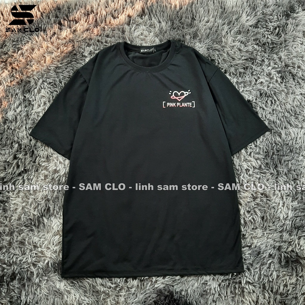 Áo thun tay lỡ nam nữ SAM CLO phông form rộng dáng Unisex, mặc lớp, nhóm, cặp in hình MẶT TRĂNG MOON PINK PLANTE màu đen