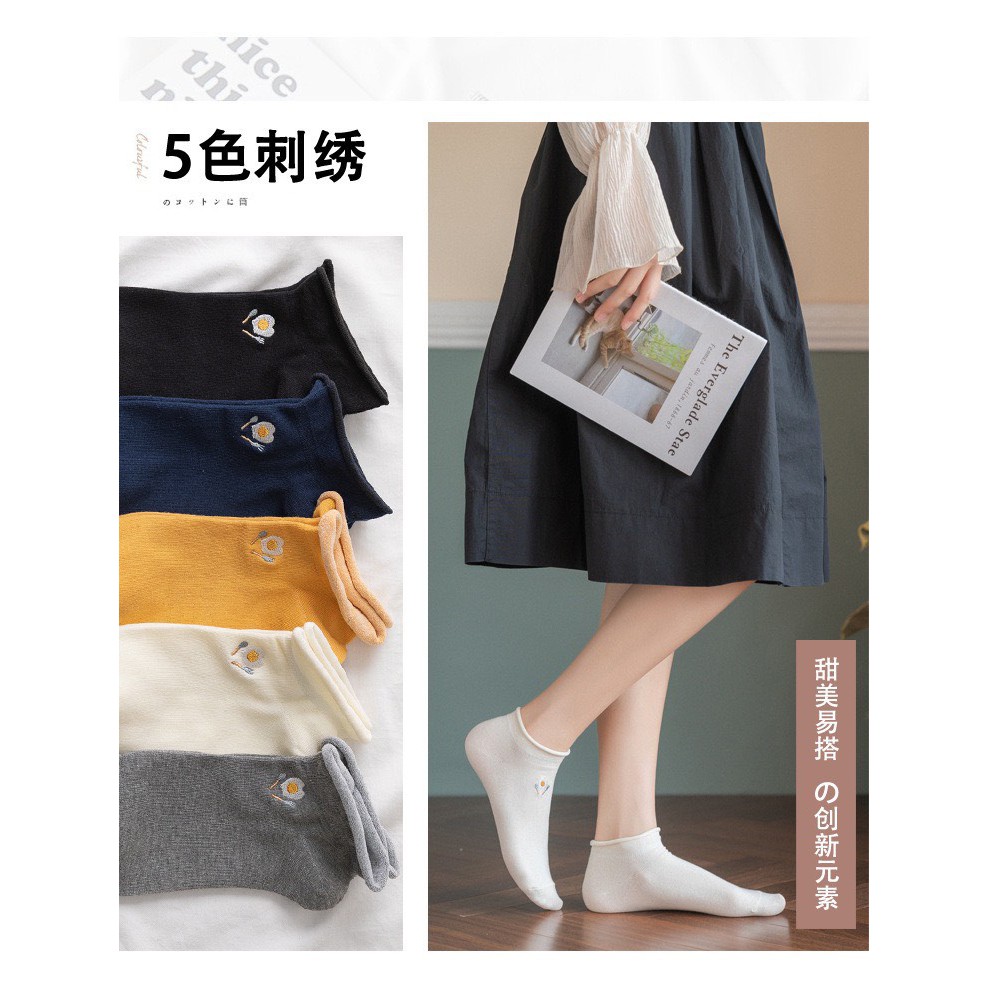 Tất Nữ Cổ Thêu Họa Tiết Đồ Ăn Phong Cách Nhẹ Nhàng Dễ Thương TN53
