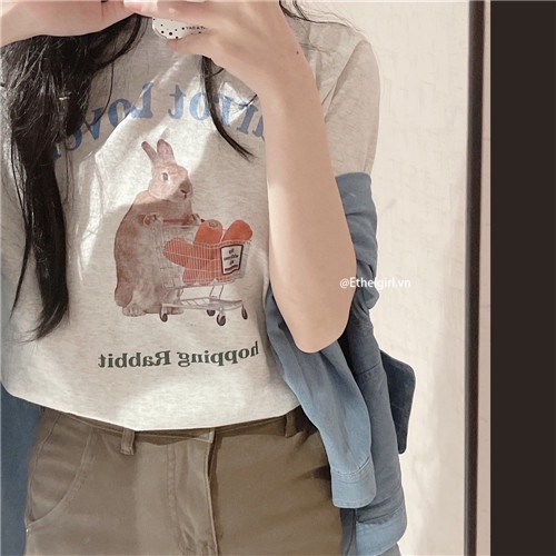 Áo Thun Tay Ngắn Cổ Tròn Dáng Rộng In Họa Tiết Hoạt Hình Thời Trang Cho Nữ