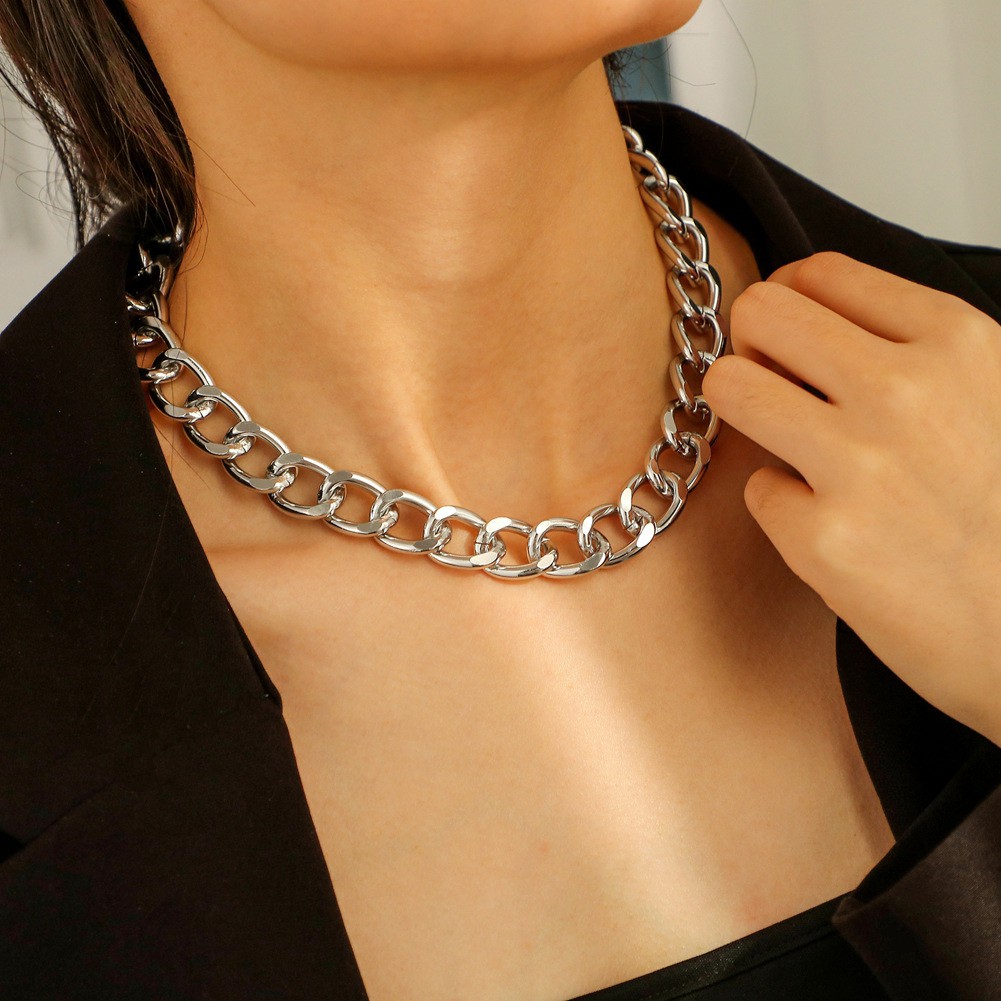 Vòng Cổ Choker Kim Loại Dày Phong Cách Đường Phố