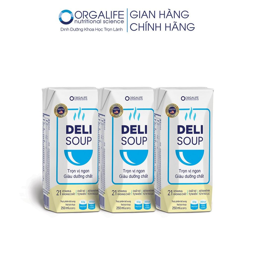 Thực phẩm dinh dưỡng Orgalife Delisoup thùng 30 hộp - bữa ăn thay thế bổ sung dinh dưỡng, giúp người bệnh phục hồi nhanh