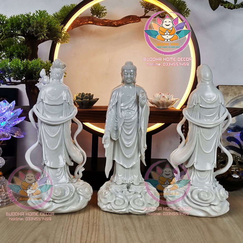Bộ 3 Tượng Phật Tây Phương Tam Thánh Cao 23 cm