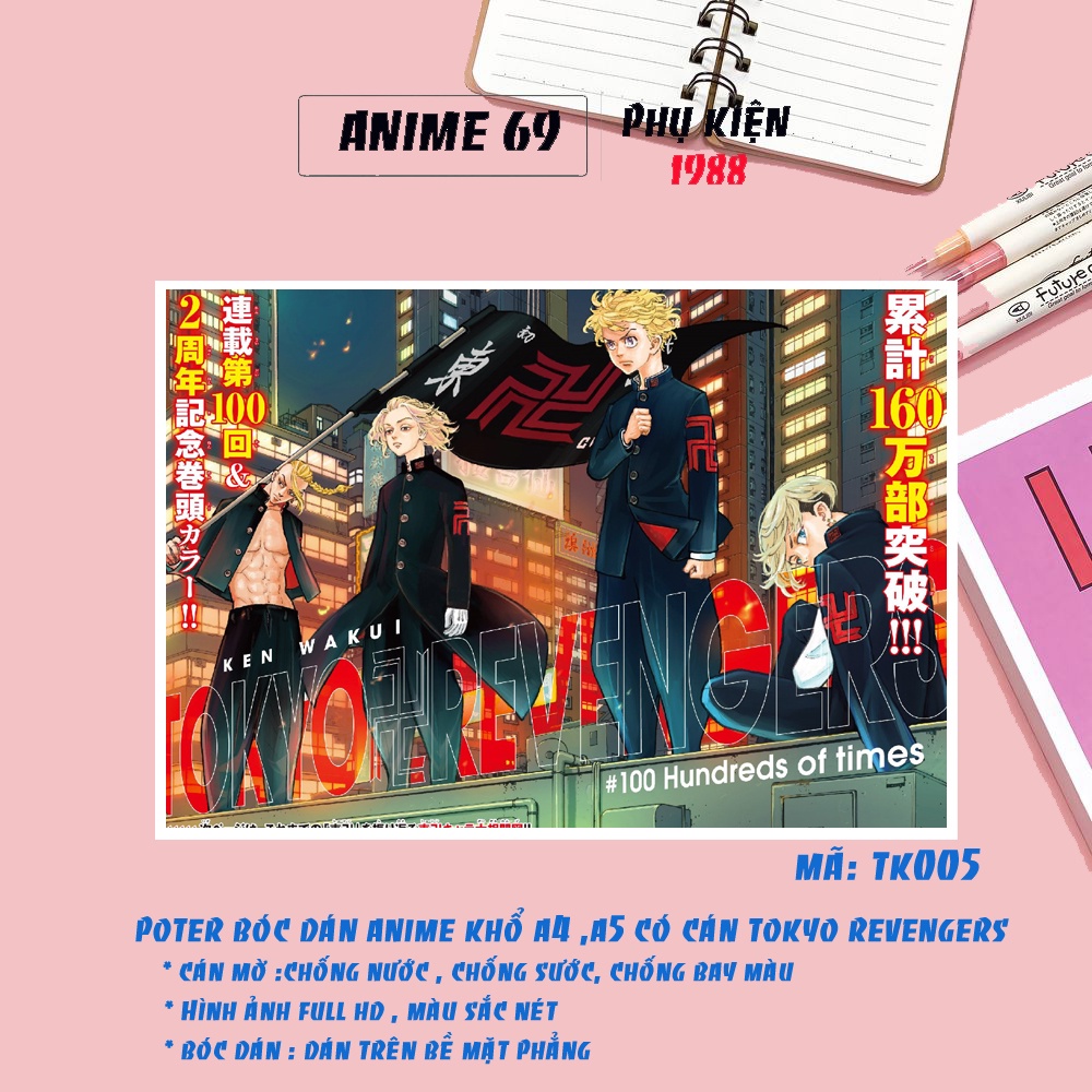 Poster Anime Tokyo Revengenrs  (bóc dán) -A4,A5 nhiễu mẫu