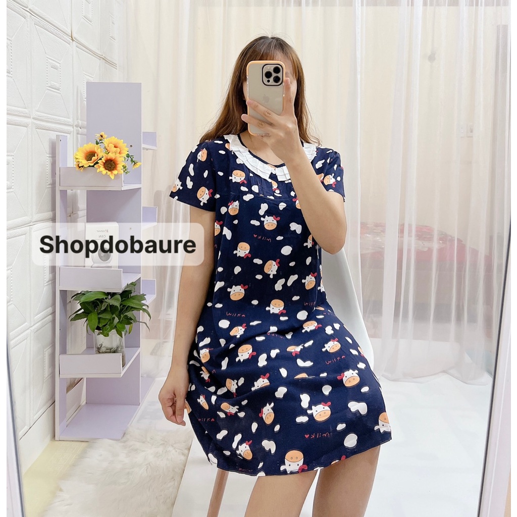 Váy lanh bầu cộc tay mặc nhà MÙA HÈ MỀM MÁT - (V16)