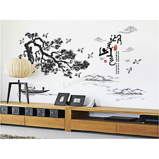 Decal dán tường LUVINA trang trí phòng khách, phòng ngủ, phòng ăn - Tranh thủy mặc