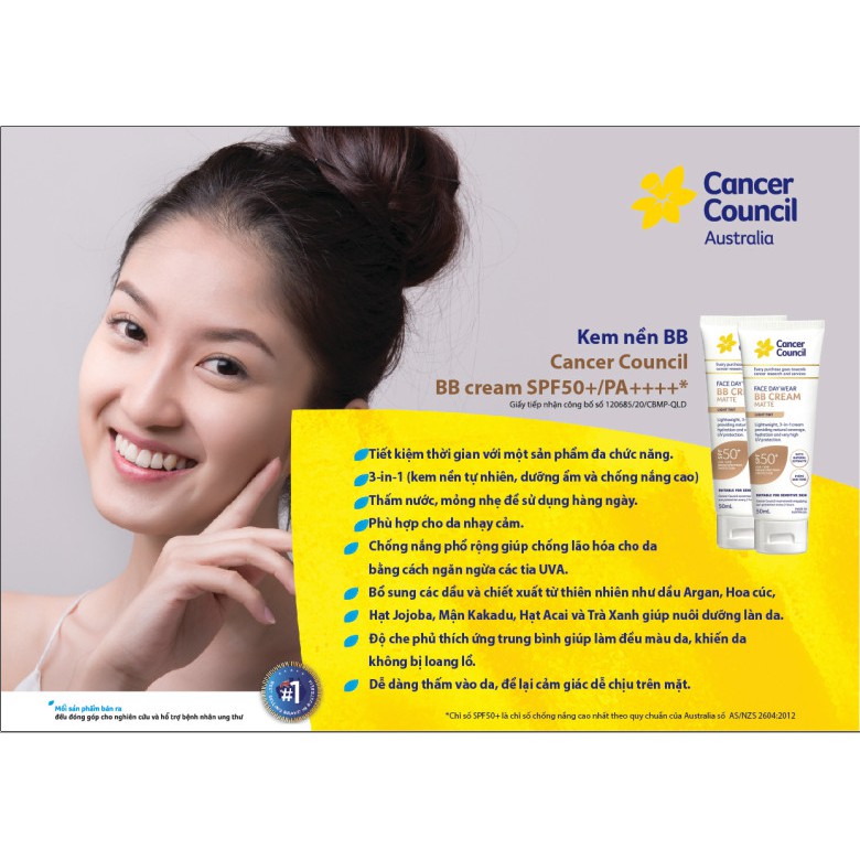 Kem nền chống nắng sáng tự nhiên Cancer Council BB Cream Light Tint