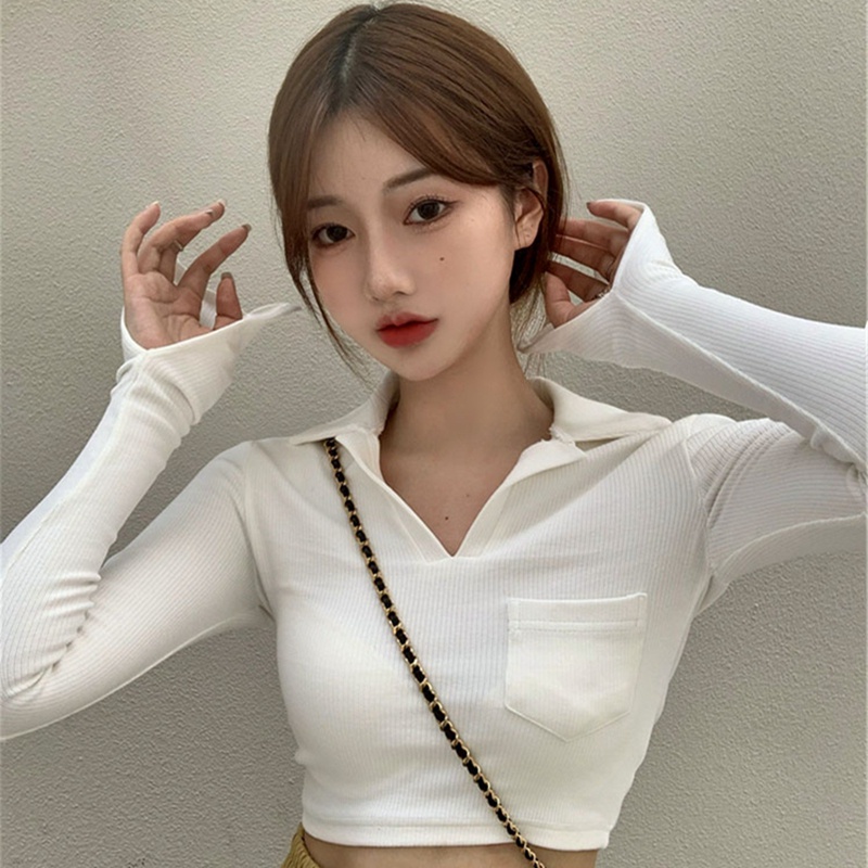 NRVP Áo Thun Nữ Oversize Cổ Tròn Dài Tay Kiểu Hàn Quốc