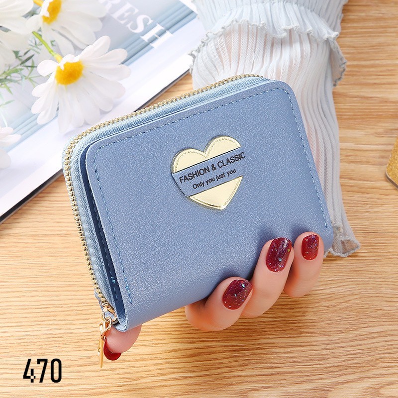 [Mã FAMARAL2 giảm 10K đơn 50K]VÍ NGẮN NỮ CẦM TAY SIÊU CẤP 470 TRÁI TIM FASHION CLASSIC SIÊU DỄ THƯƠNG