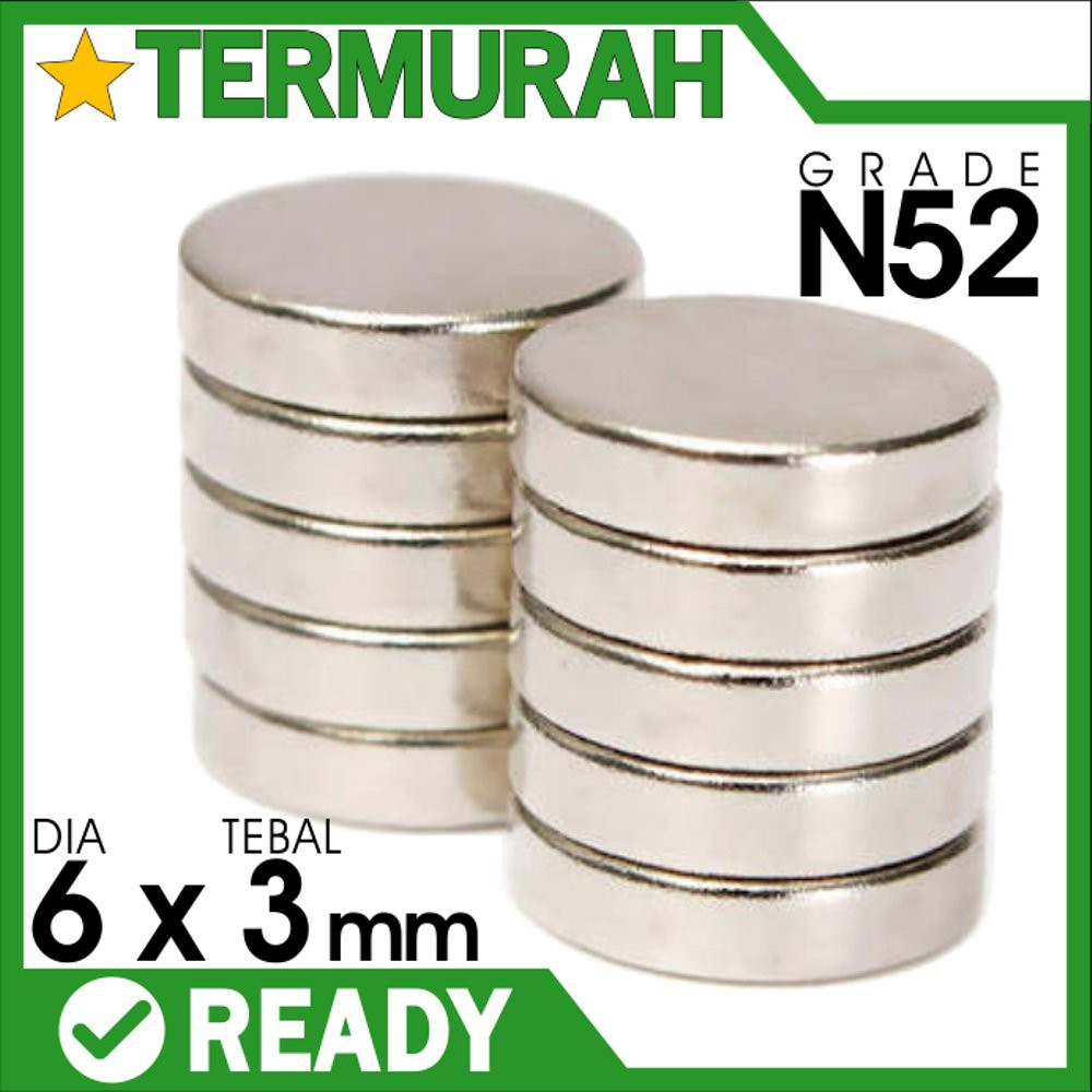 Nam Châm Neodymium Hình Tròn 6x3mm 6mm Dày 3mm N52 6x3 mm 6x3 Màu Trắng