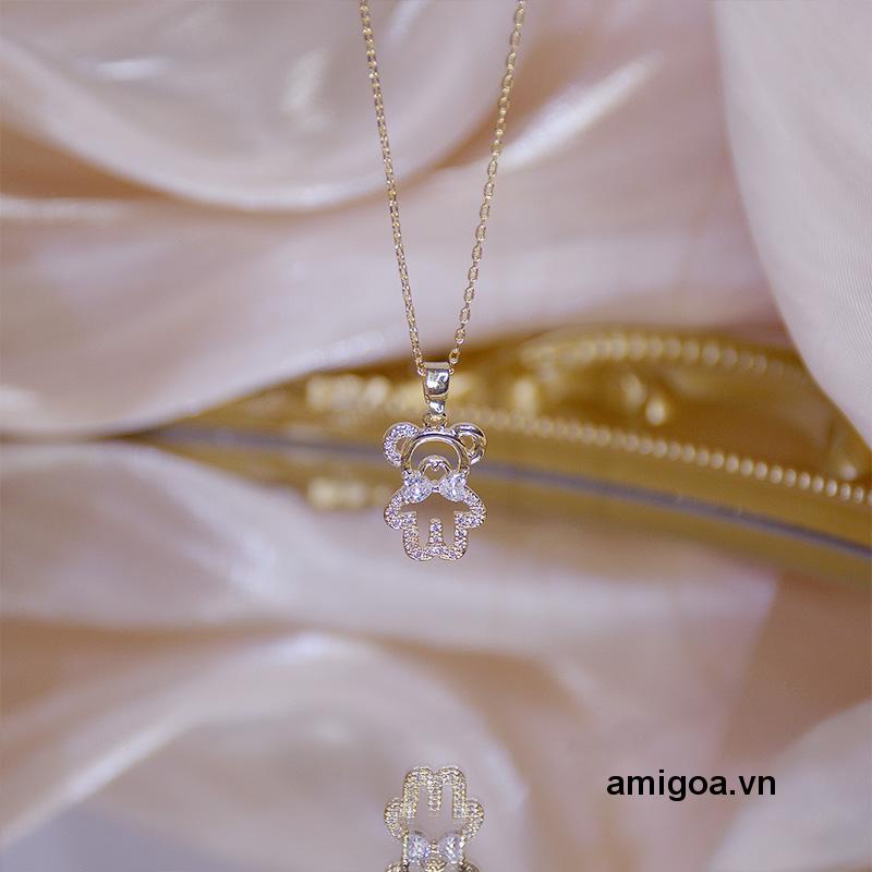✨✨Vòng cổ mặt hình gấu đính đá zircon dễ thương