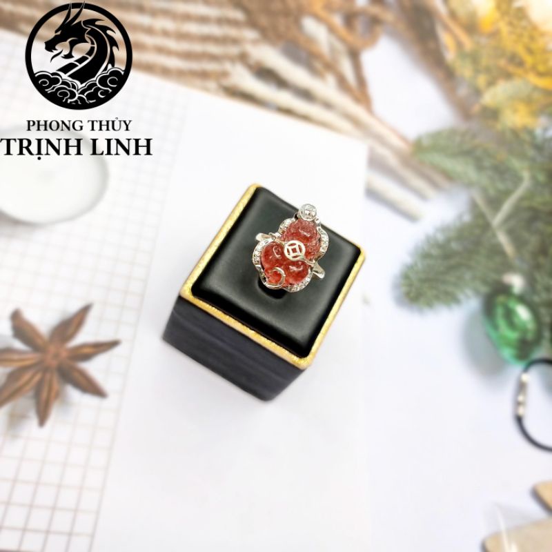 NHẪN BẠC HỒ LY - TỲ HƯU HỒNG DÂU TÂY