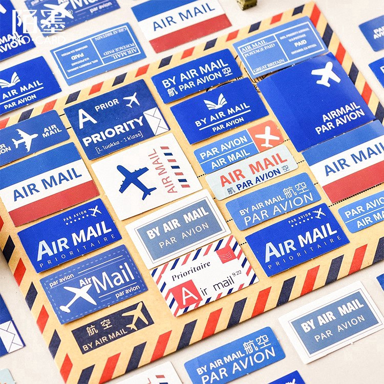 Bộ 45 sticker dán trang trí scrapbook/nhật ký thủ công phong cách Air Mall