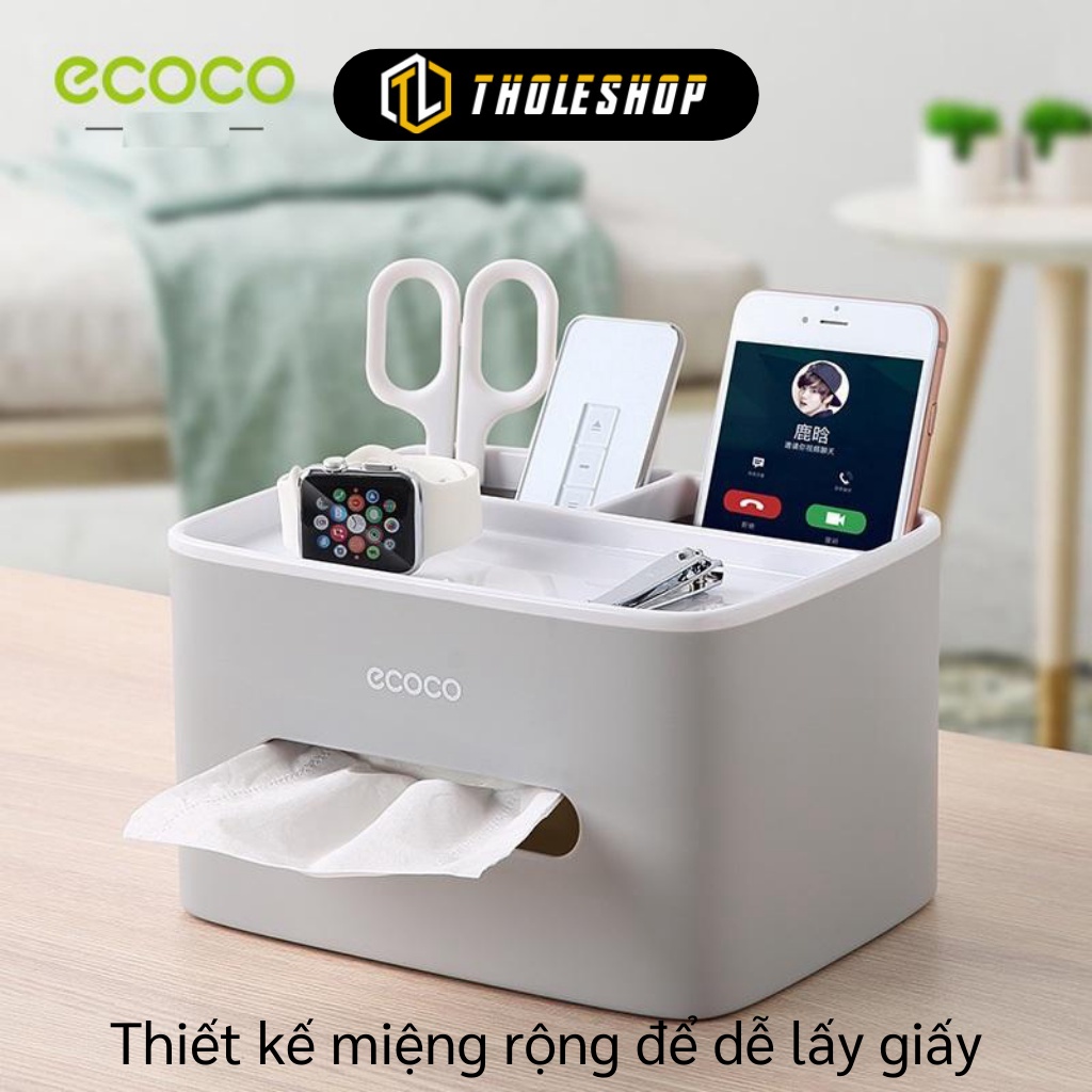 Hộp Đựng Giấy Ăn - Hộp Đựng Khăn Giấy Ecoco Có Ngăn Để Đồ, Trang Trí Nhà 8516