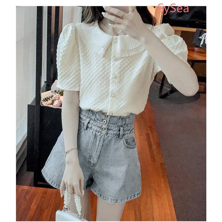 Áo Sơ Mi Chiffon Họa Tiết Sọc Caro Phong Cách Hàn Quốc