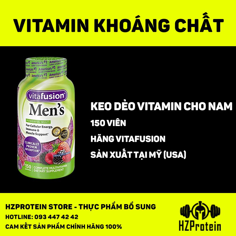 VITAFUSION MEN - KẸO DẺO BỔ SUNG MULTI VITAMIN TỔNG HỢP CHO NAM GIỚI, NGON TUYỆT VỜI ( 150 VIÊN)