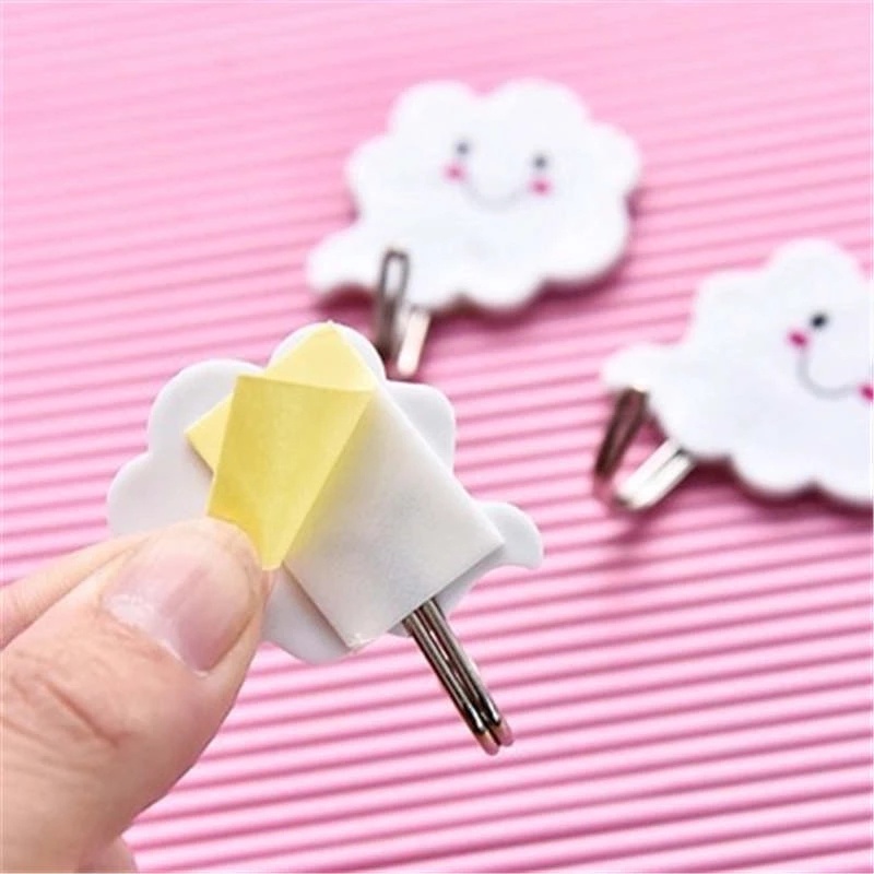 Set 3 Móc Treo Đồ Dán Tường Hình Đám Mây Mặt Cười Bằng Nhựa Đa Năng Giá Đỡ