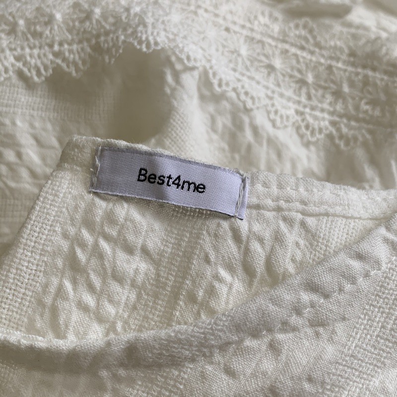 Áo kiểu babydoll tay dài nữ NARII phong cách Hàn Quốc màu trắng
