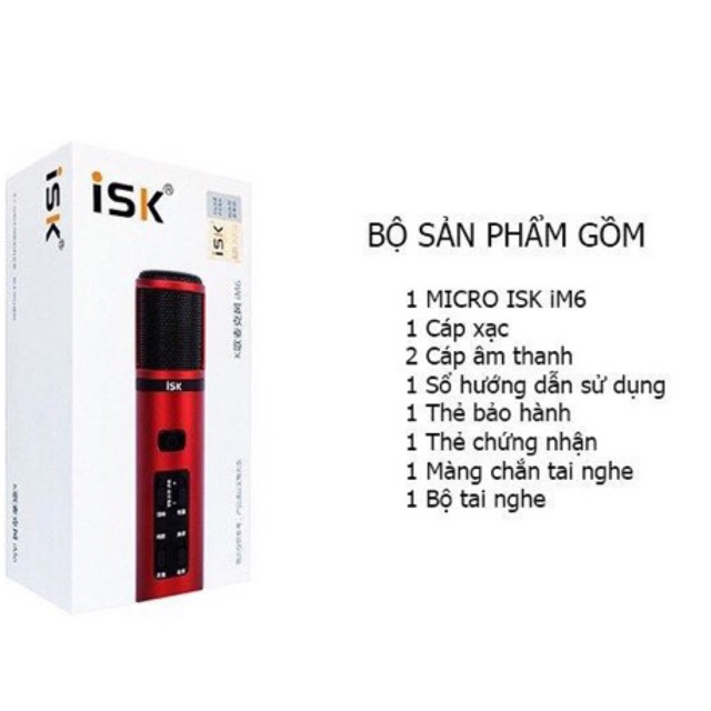 MIC THU ÂM ISK IM6 BỘ ĐỦ LIVE STREAM TẶNG TAI NGHE ISK K1