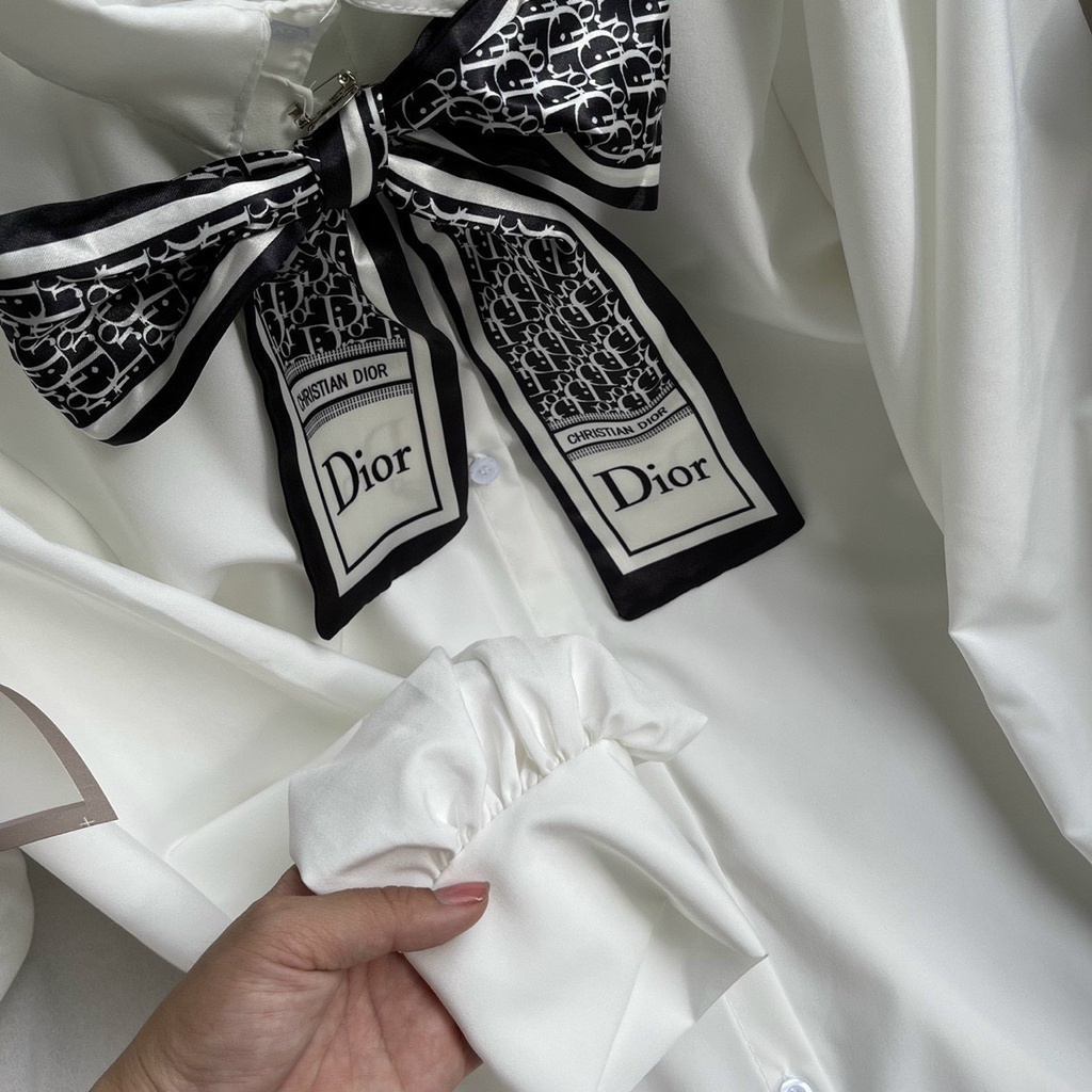 áo sơ mi tay dài đính nơ xinh xắn hot sang chảnh