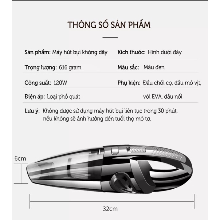 Máy hút bụi cầm tay mini không dây⚡️𝐅𝐑𝐄𝐄𝐒𝐇𝐈𝐏⚡️ R6053 bản Adapter - Hút bụi gia đình và xe hơi -Hút cực mạnh- BH 1 năm!