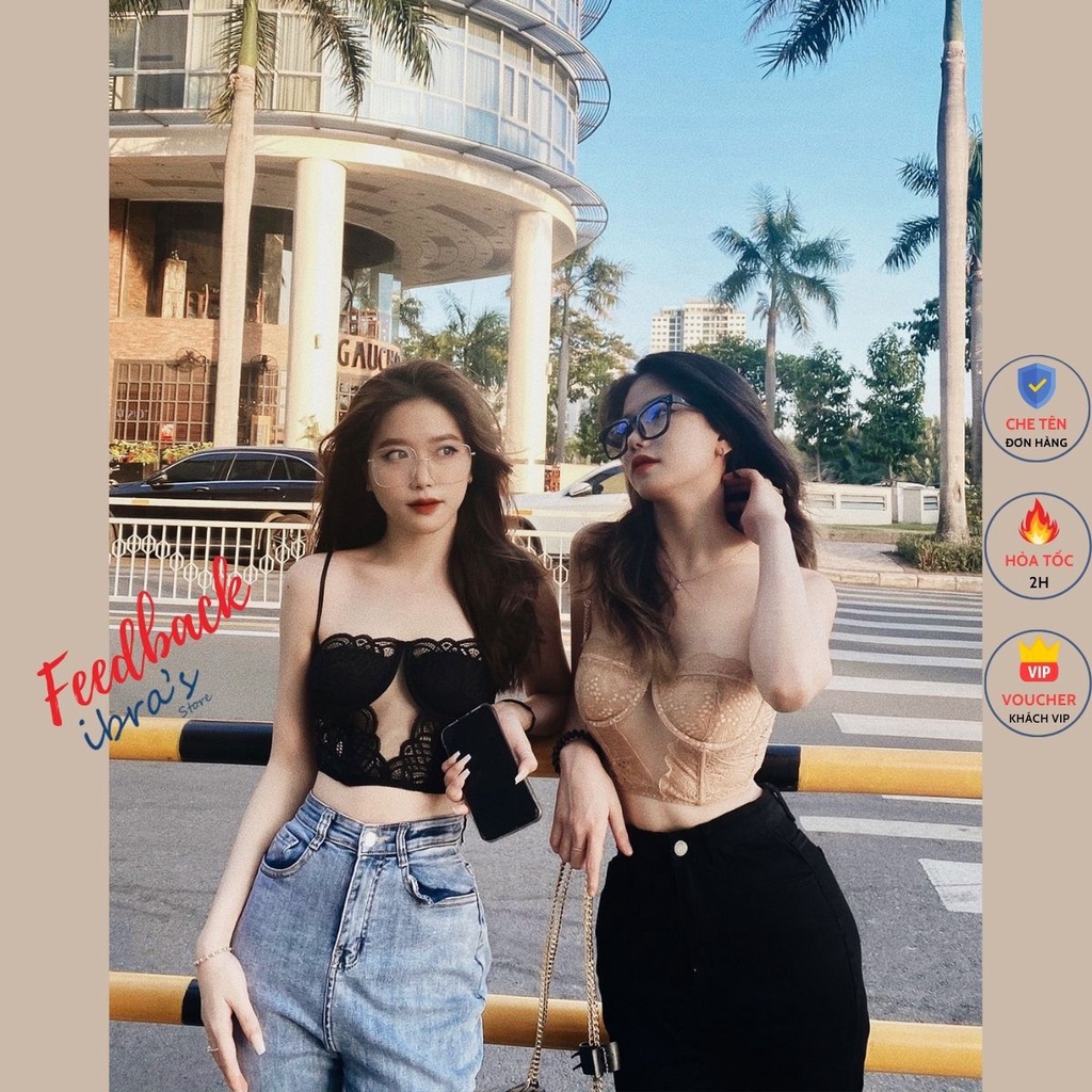 Áo Ngực Không Dây Bra Ren iBRA's STORE Áo Lót Bralette Nữ Có Gọng Nâng Nhẹ, Đệm Mút mềm mại xuyên thấu Sexy A21