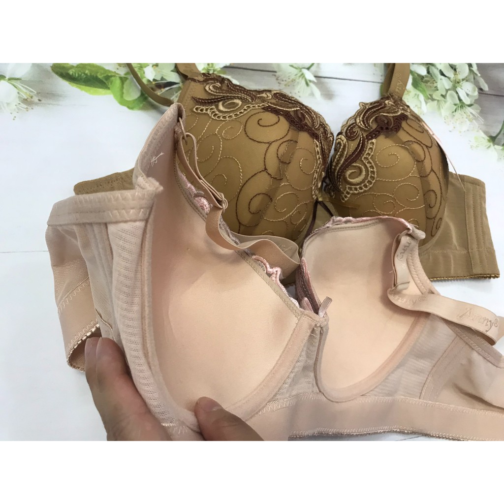 Áo ngực bigsize cúp D mút mỏng có gọng, áo lót ren Thái Lan Anny mã 0777, Leblur