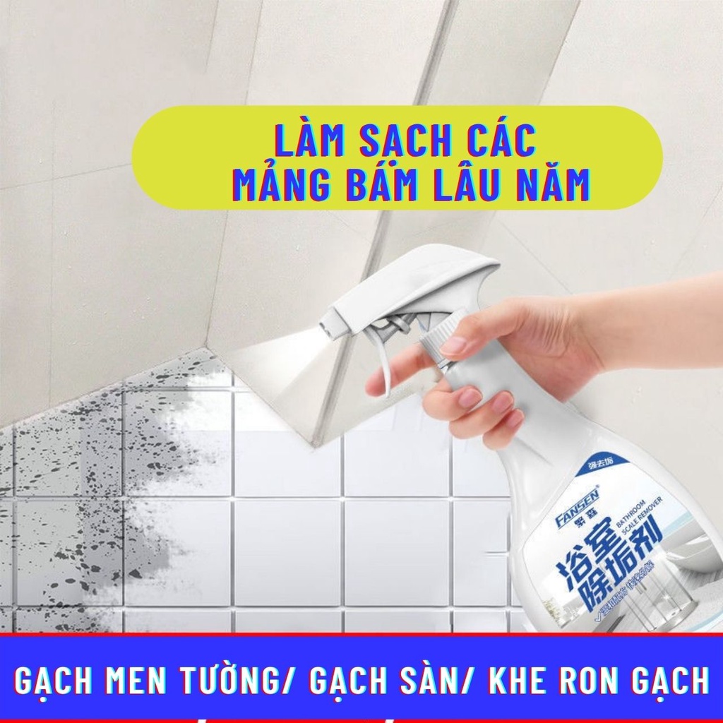 Bình xịt tẩy rửa đa năng siêu sạch tẩy cặn canxi trên kính và inox cho nhà tắm nhà bếp siêu sạch