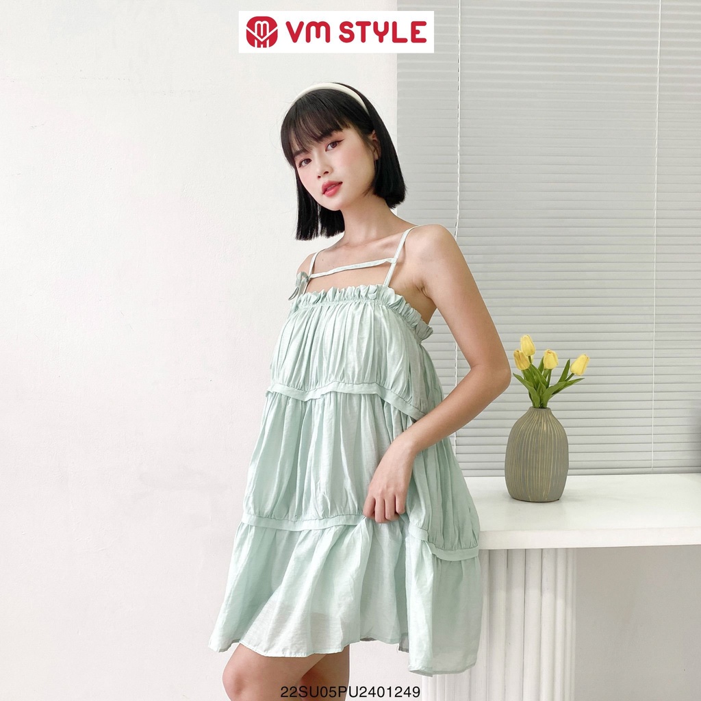 Đầm 2 dây VMSTYLE, babydoll form rộng chun ngực dáng xòe P465 - 22SU05PU2401