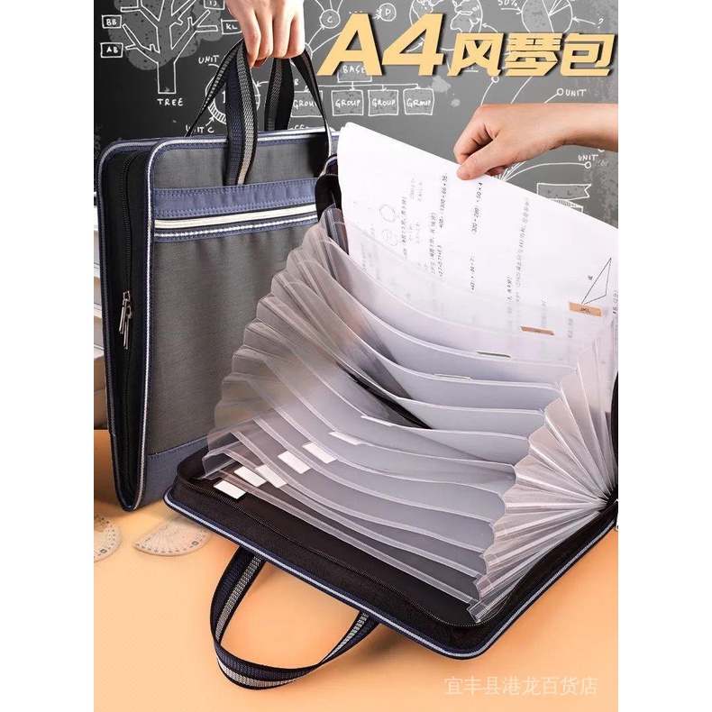 Túi Đựng Tài Liệu Văn Phòng Nhiều Ngăn Sức Chứa Lớn 44GA Bằng Vải Canvas Chống Nước Có Khóa Kéo