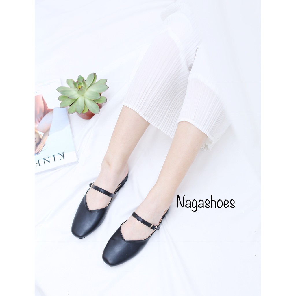 [FORM BÉ- CHỌN LÊN 1 SIZE] Dép bít mũi vuông Nagashoes NAD24