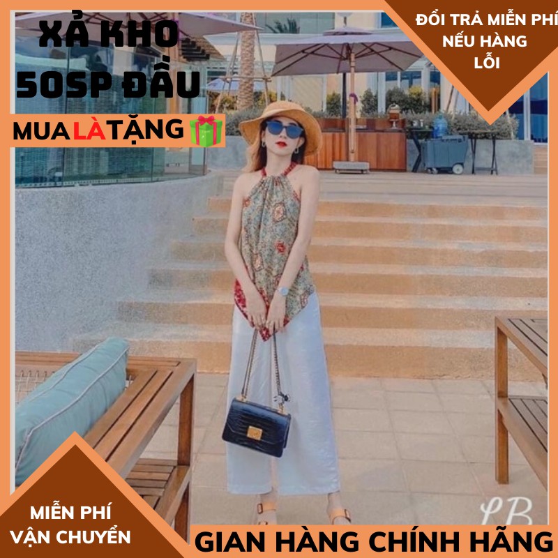 SÉT ÁO YẾM THỔ CẨM KÈM QUẦN ỐNG RỘNG TRẮNG SIÊU HOT,