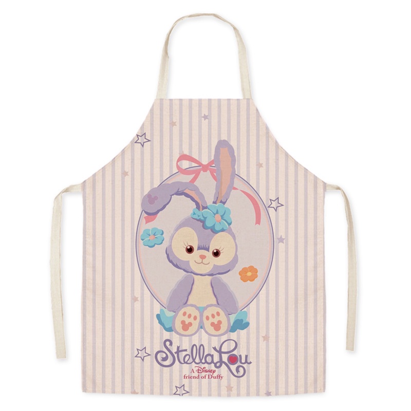 Tạp dề vải lanh không tay in hình thỏ hoạt hình dễ thương kiểu dáng cho người lớn và trẻ em