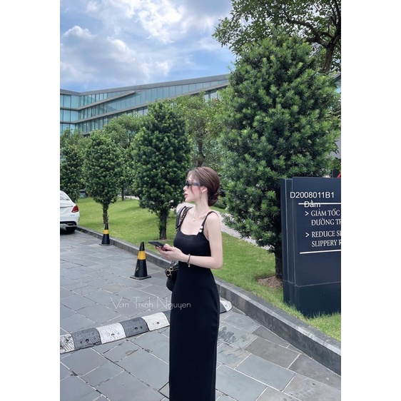 Đầm xòe trễ vai tay dài loe xếp ly sang trọng VIENS STORE