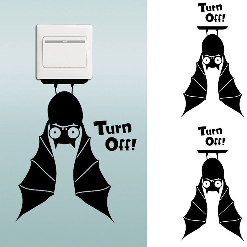 Nhãn dán tường hình chú dơi đáng yêu phong cách Halloween độc đáo