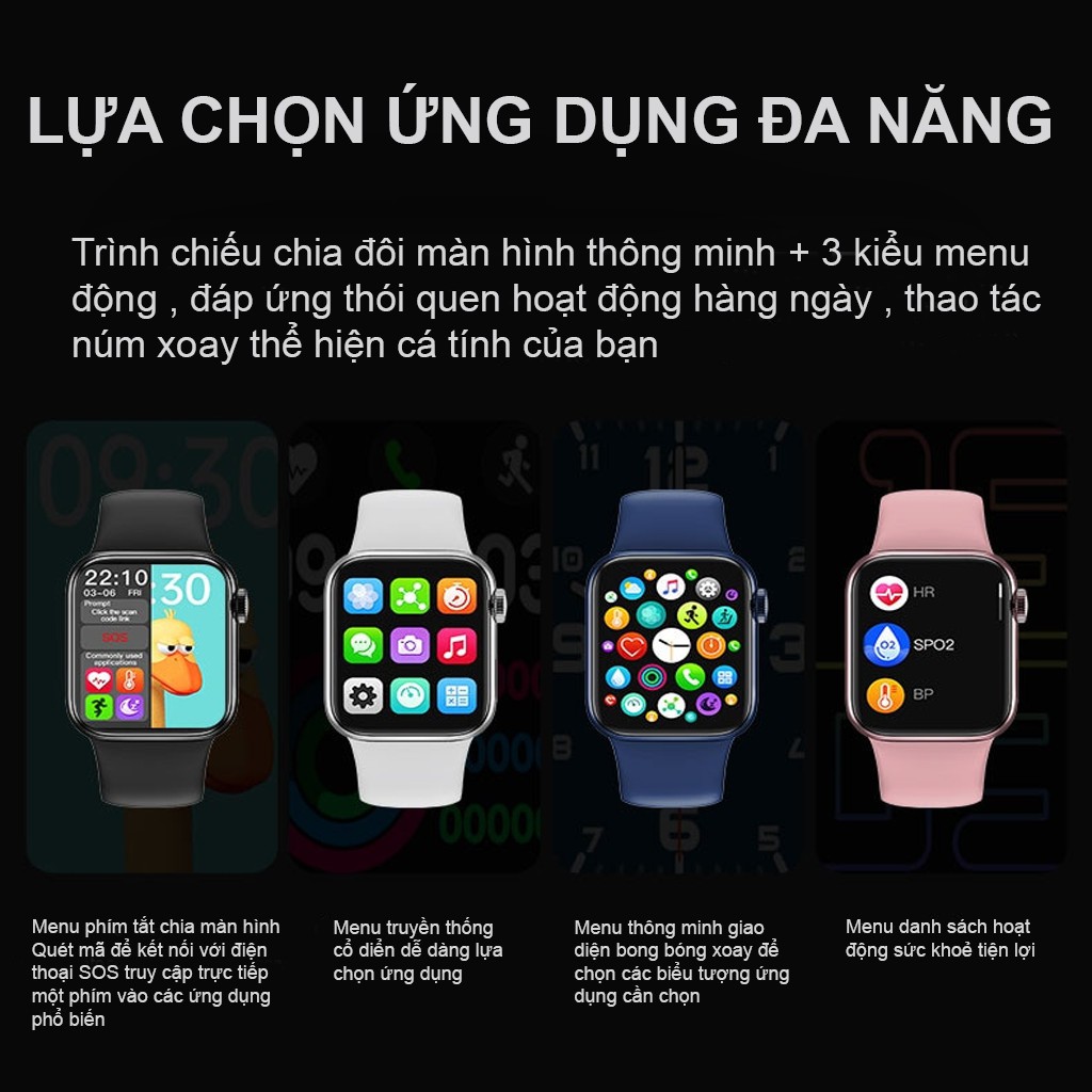 Đồng hồ thông minh HW12 seri 6 màn hình Retina, có Tiếng Việt, Nghe Gọi, Thay Hình Nền, có Núm Xoay, chống nước IP67