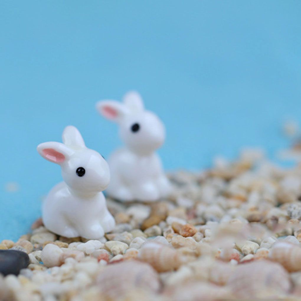 Bộ 2 Tượng Thỏ Mini Dễ Thương Cho Trang Trí