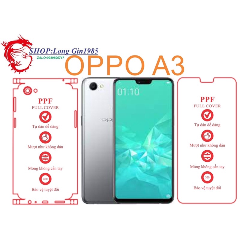 Oppo A3 miếng dán trong Ppf mặt sau và mặt