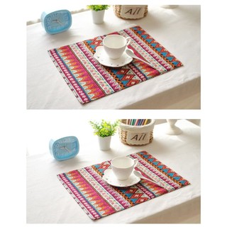 Khăn lót bàn ăn vải thổ cẩm đỏ