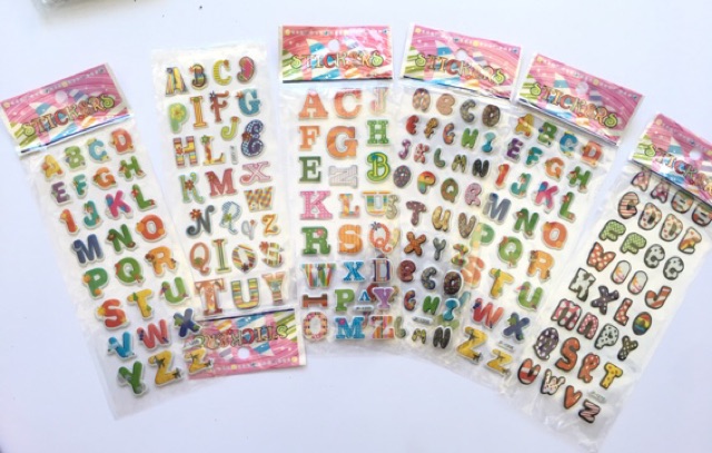 Sticker 3d theo chủ đề trang trí album, love box, cho bé học tập