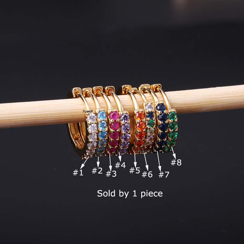 Khuyên tai lỗ xuyên dáng tròn ôm vành tai bằng đồng đính đá zircon nhân tạo