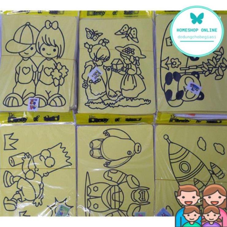 Combo 10 Tranh cát đáng yêu cho bé size A4, A5, A6