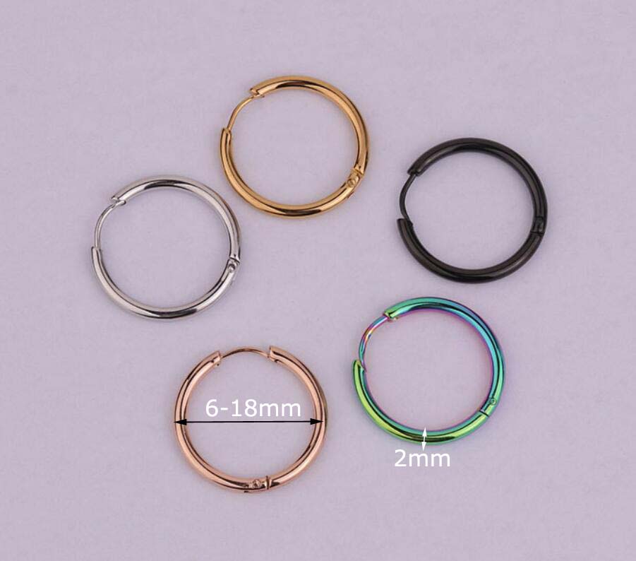 Set khuyên tai phong cách hip hop bằng thép không gỉ 6-18mm