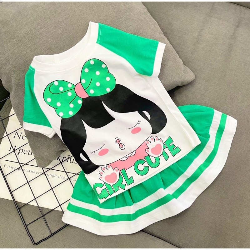 Set váy bé gái size 23-40kg-set chân váy có quần siêu đẹp